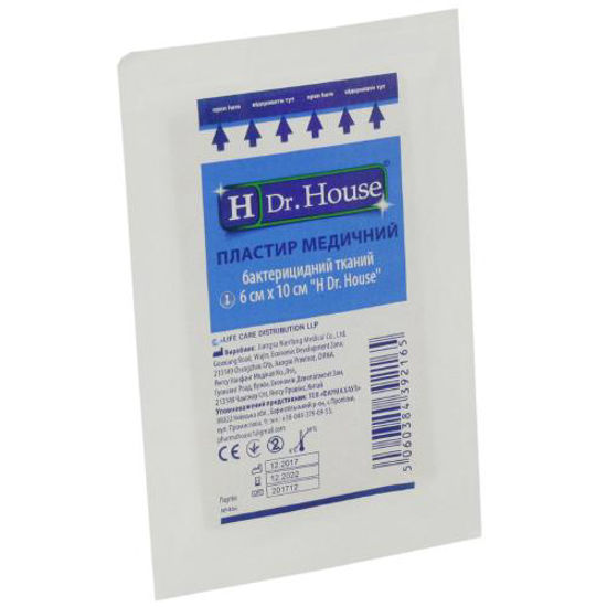 Пластир медичний бактерицидний H Dr. House 6 см х 10 см тканинний